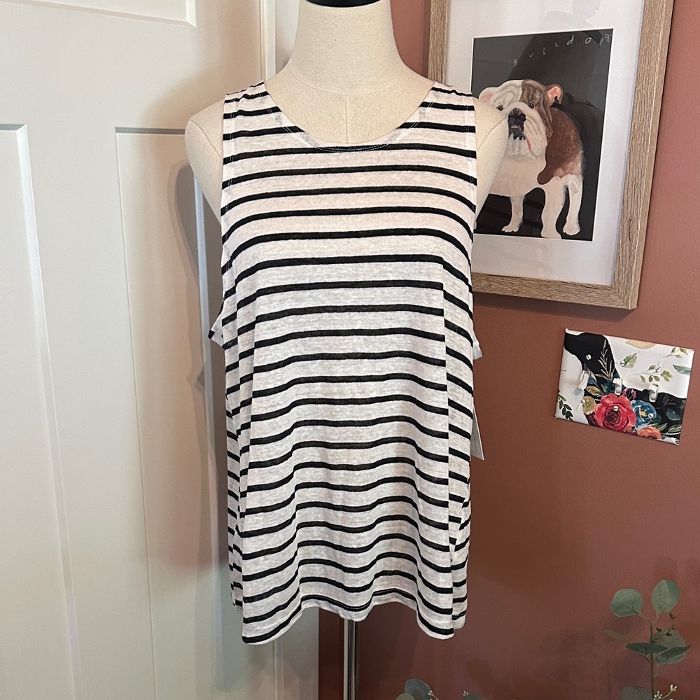 NWT Frame Shirt Navy and White Nauticak Striped Tank 100% linen Large Tank